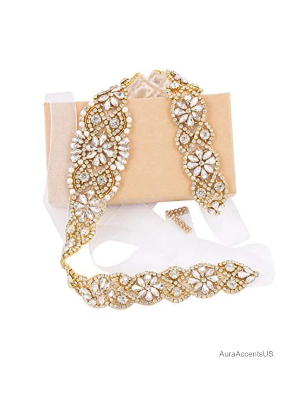 Rhinestone Beaded Bridal Belt Sash for Wedding Gown Organza Plus Size